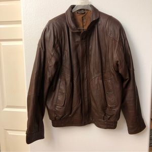 Vintage Mens Brown Leather Jacket - made in Turkey